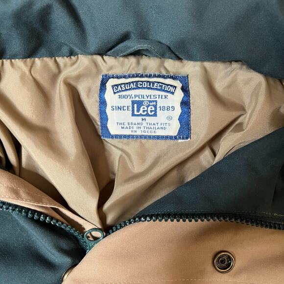 Vtg 90s Lee Mens Anorak Windbreaker Jacket Tan Green Gorpcore Outdoor Cabincore - Picture 4 of 12